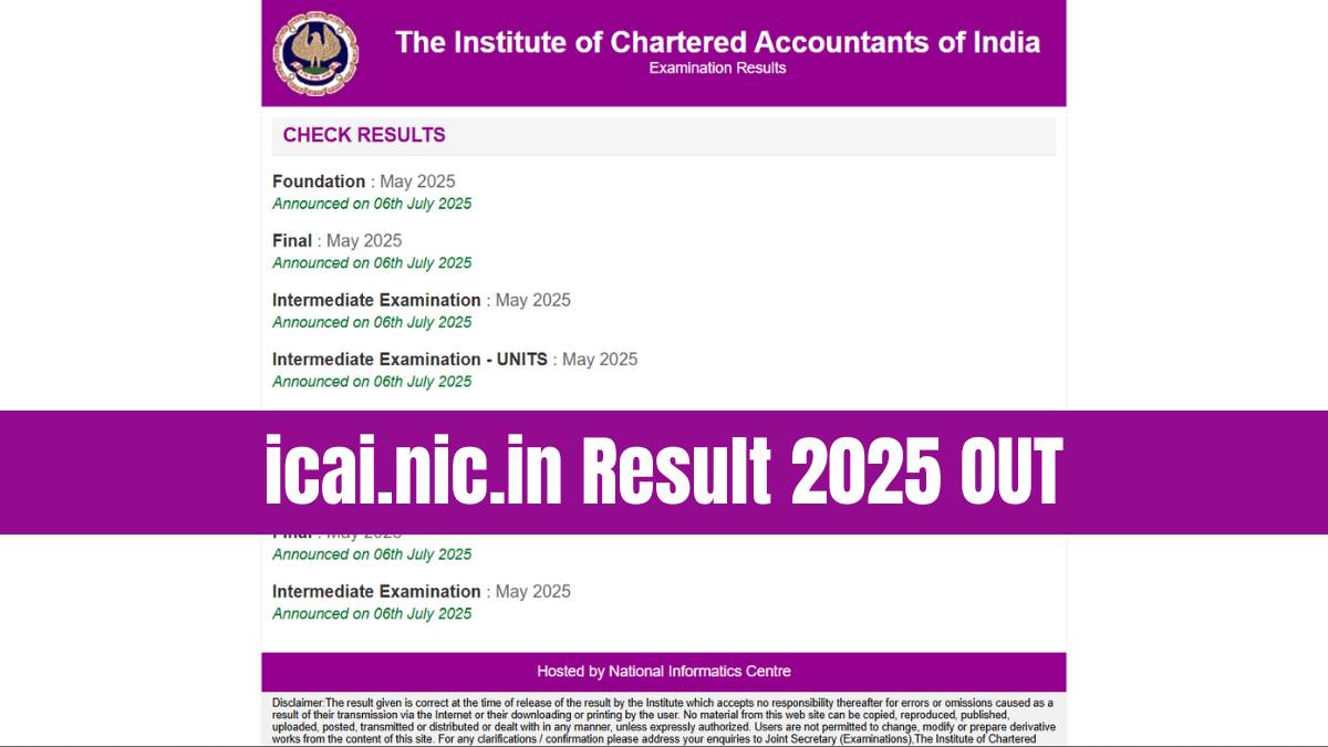 icai.nic.in Result 2025 OUT